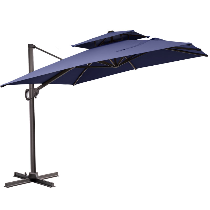 Arlmont & Co. 11*9 Ft Patio Rectangular Cantilever Umbrella weighted